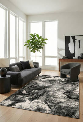 River Beyaz Antrasit Halı Modern Dokuma Halı Yumuşak Oturma Odası Salon Çocuk Odası Mutfak Halısı F0489